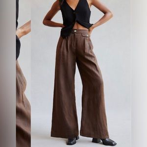 Sovere Instance Linen Pants in Brown